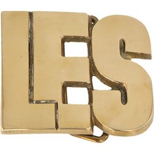 New Brass Les Leslie Lester Name Tag Hippie Hippy 1970s NOS Vintage Belt Buckle