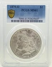1879-O Morgan Silver Dollar PCGS MS61 Certified UNC, PL Fields Bright White