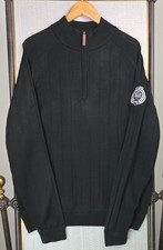 FOOTJOY Mens Wool Blend Windproof 1/4 Zip Sweater Jacket Size Large Black Golf