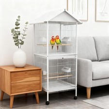 Large Flight Bird Cage with Rolling Stand Wheels for Parakeets Finches Budgies