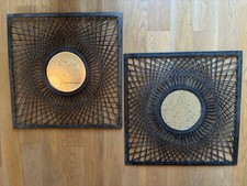 pair of Industrial / modern decorative metal round mirrors