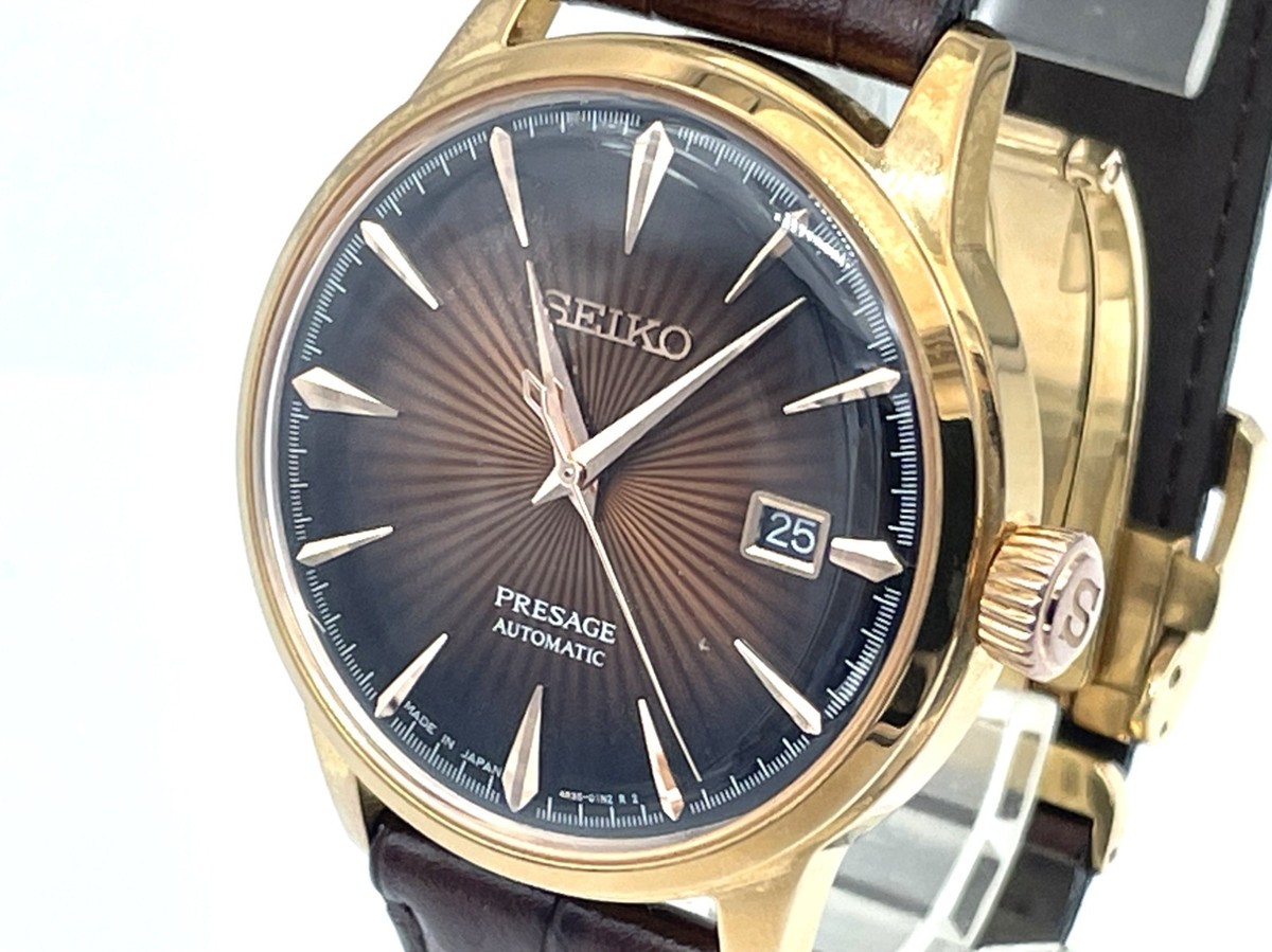 SEIKO PRESAGE Cocktail Time Automatic Watch Gold case Brown Dial