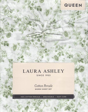 Laura Ashley Queen Sheet Set Bella Floral Harvest Light Green 4pc Farmhouse Chic