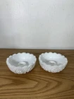 Vintage Pair LE Smith White Milk Glass Candle Holders Pattern #366 Arch/Cane