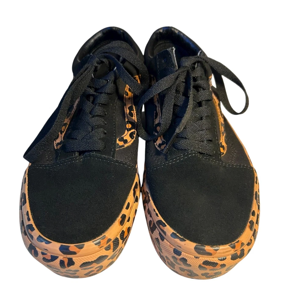 Vans Old Skool Platform Women's Sz 8.5 Black Brown Leopard Print Shoes Suede M-7 - Image 2 of 4