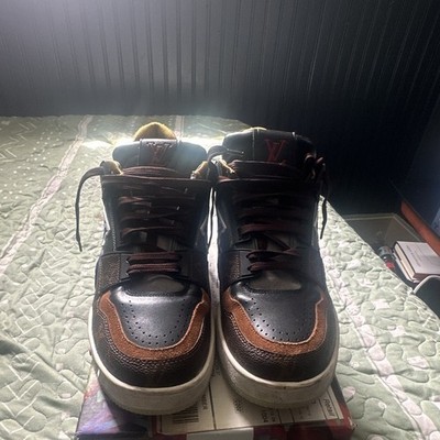 Louis Vuitton Men's Mid Top Lace-Up Athletic Sneakers Brown Black Yellow Blue