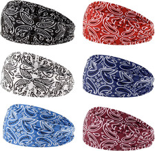 6Pcs Headbands Paisley Bandanas Head Bands Sweat Band Hair Wrap Headwrap Fashion