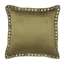 Sage Green Throw Pillow Cover, 16"x16" Velvet Cushion-Sage Green Crystal Palace