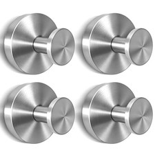 Silver 2026 Drill-Free Suction Cup Hooks - Stainless Steel - 4 Pack - Silver