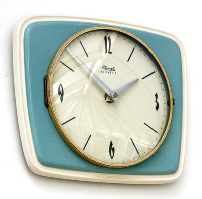 Vintage 24cm Kienzle Wanduhr - Keramik Retro Atomic Mid Century Blau Deutsch
