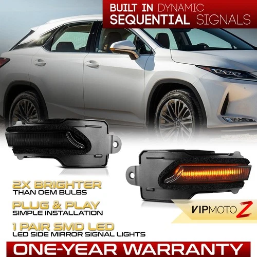 SMOKED Sequential LED Side Mirror Turn Signal Lights For 2015-2021 NX300h RX450h