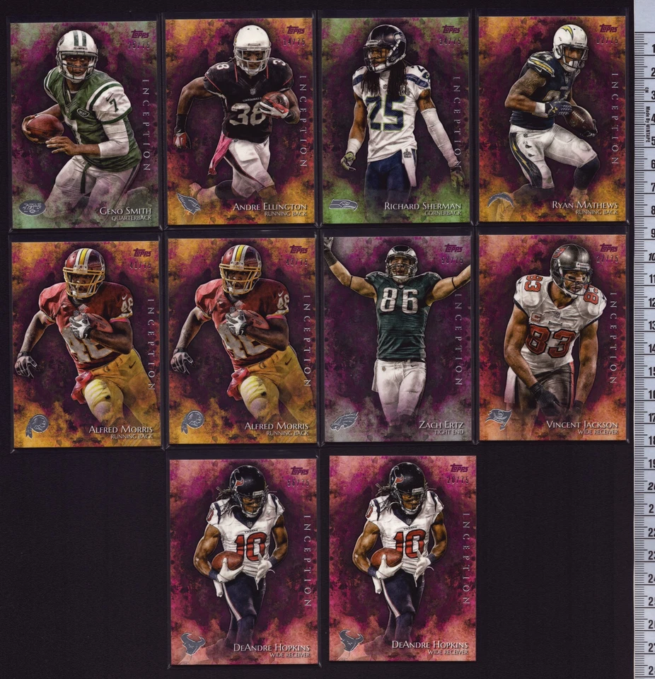 22 2014 Topps Inception Football Card MAGENTA PARALLEL Lot all SN /75 w/ 2 Dupes - Image 3 of 4