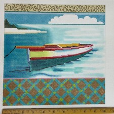 Colors of Praise hand painted needlepoint canvas 13ct Moored Boat 10x10 Caribbea