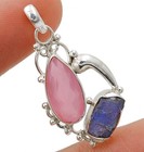 Natural Faceted Rose Quartz 925 Solid Sterling Silver Pendant 1 1/2" Long @9-6 — photo 1