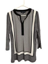 Jones New York Women’s Size M Tunic Printed Career Blouse Slip On