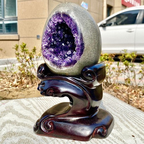3.43LB Rare Uruguayan amethyst dragon egg cave decoration+base - 第 4/18 張圖片
