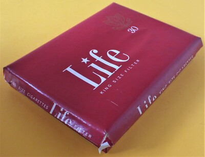 LIFE KING SIZE FILTER 30 CIGARETTE PACKET. Empty