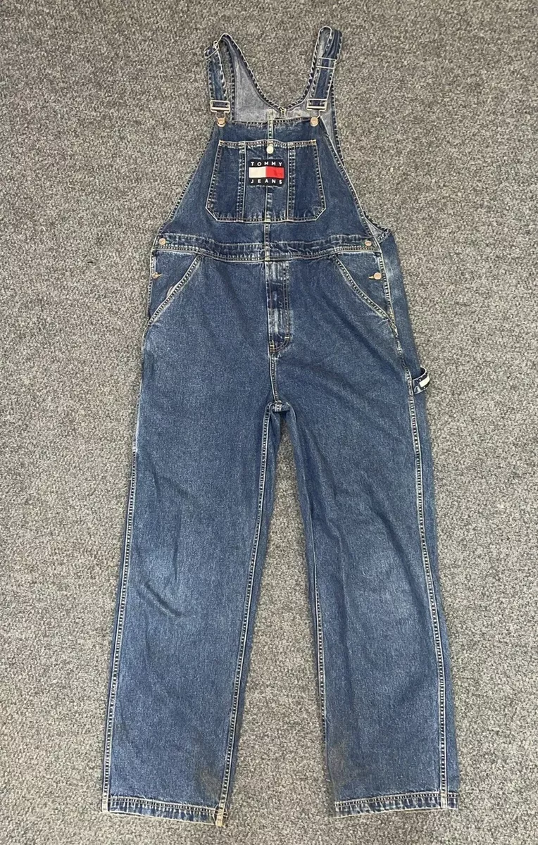 90s Tommy Hilfiger Jeans Bib Overalls Size Big Flag Medium 40x33 | eBay