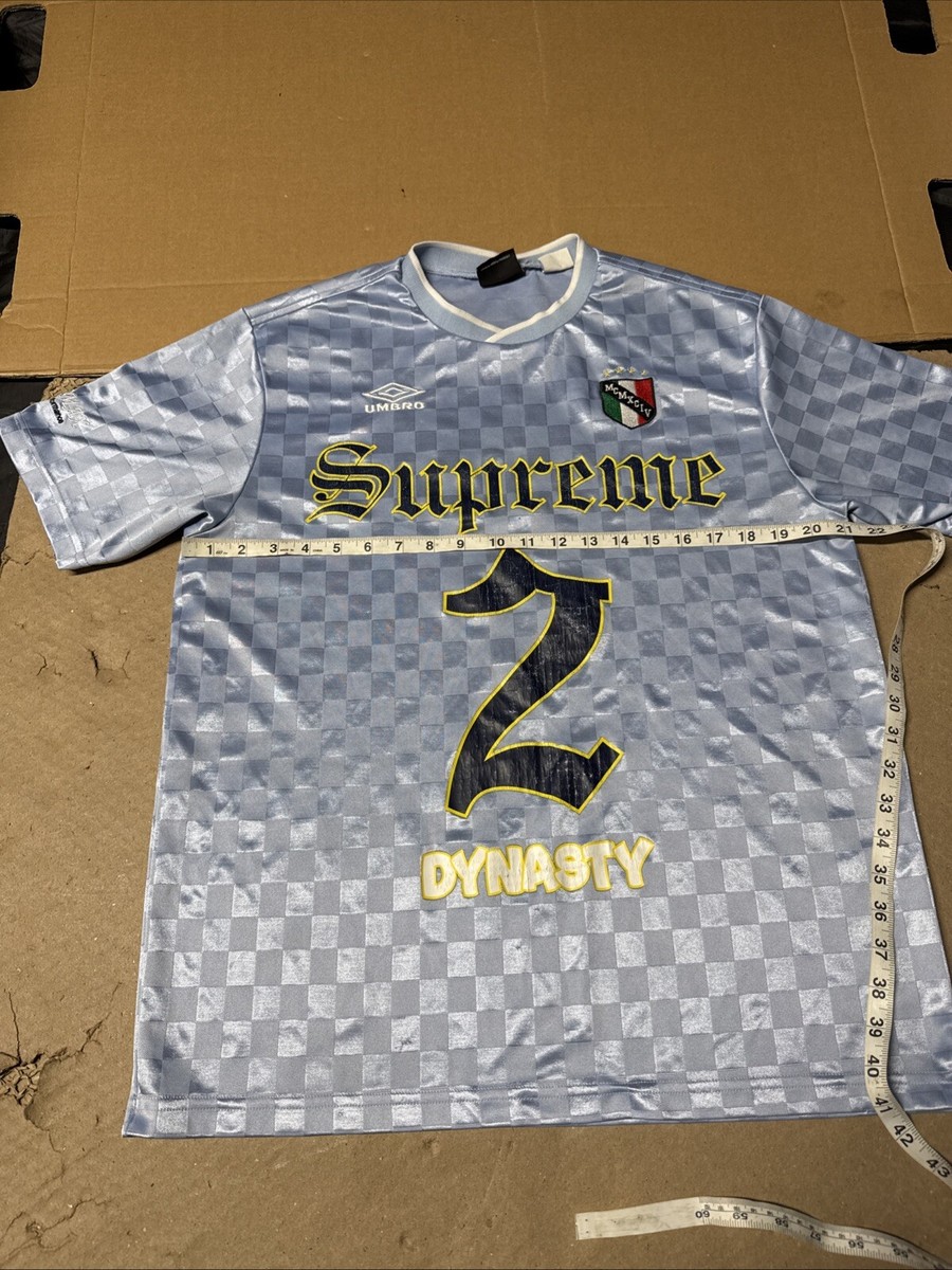 Supreme Umbro Soccer Jersey Mens Medium Light Blue Checkered SS22