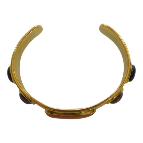 Saint Laurent Arty Cabujón Piedra Adornado Brazalete Metal Tono Dorado Pulsera - Imagen 6 de 8