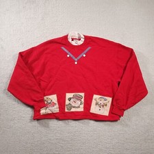 Vintage Jerzees Snowman Crew Neck Sweatshirt Size L Winter Red Womens