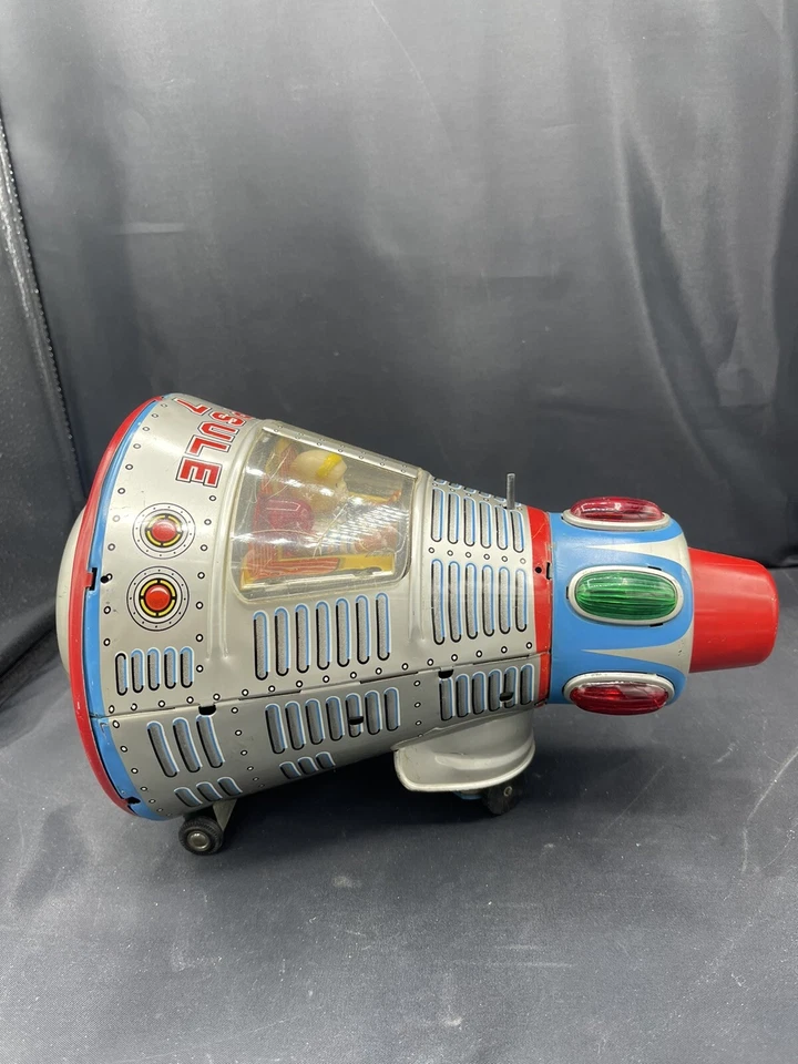 Robot astronauta de hojalata Masudaya Japón años 60 cápsula a batería 7 juguete espacial Foto 3 de 4