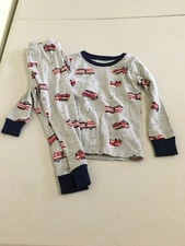 New Carter's Firetruck Pajama Set Long sleeve long pants Snug Gray Boys