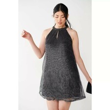 Women's Nine West $68 Black/Silver Halter Mini Dress Size Small NEW WITH TAGS