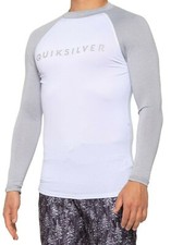 NWT Quiksilver Mens Always There Rashguard White/Light Gray SZ XL FREE SHIP