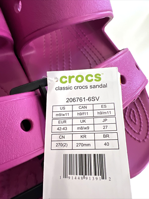 Crocs Classic sandal Women's Size 11 Slide Pink Fuchsia Fun New