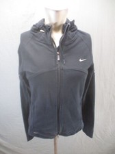 NIKE DRI-FIT Size S Womens Black Cotton Full Zip Pocket Hood Athletic Jacket 264