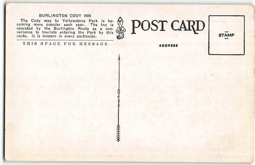 Burlington Cody Inn, Cody, Wyoming - c1920 Postcard - Picture 2 of 2