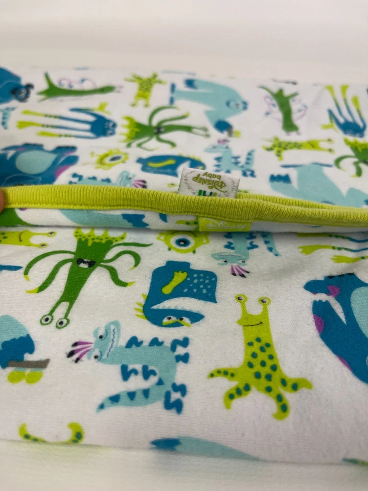 Disney Baby Monsters Inc Baby Blanket Pixar Cotton 28”x28 Sulley Mike Plush - Image 3 of 4