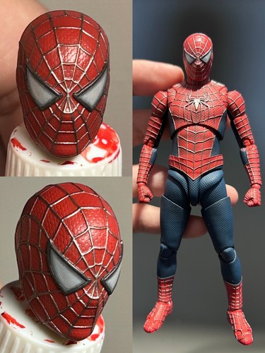 Máscara Tobey Maguire pintada 1/12 cabeza de hombre araña tallada para figura de acción SHF de 6"" - Imagen 16 de 17