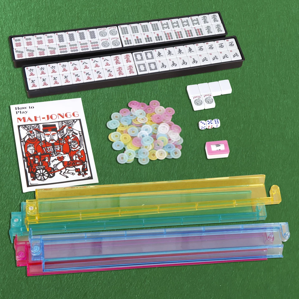 American Mahjong Set 166 Tiles 4 Colors Pushers/Racks Mahjong Set W/Soft Bag - Image 4 of 4