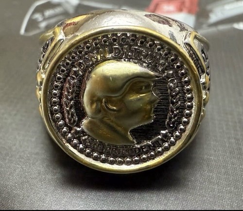 Donald Trump 45th 47th President Celebration Ring Hip Hop Schmuck zweifarbig