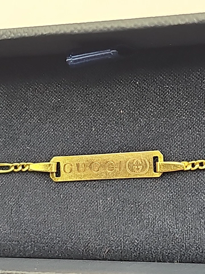 Pulseira Gucci ID ouro fino 9 quilates 375 amarelo G: 18 cm Hallmarked - Imagem 2 de 4