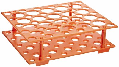 Centrifuge Tube Rack, 50 Holes, Fits Both 15ml and 50ml, ABS, Orange (Case 50)