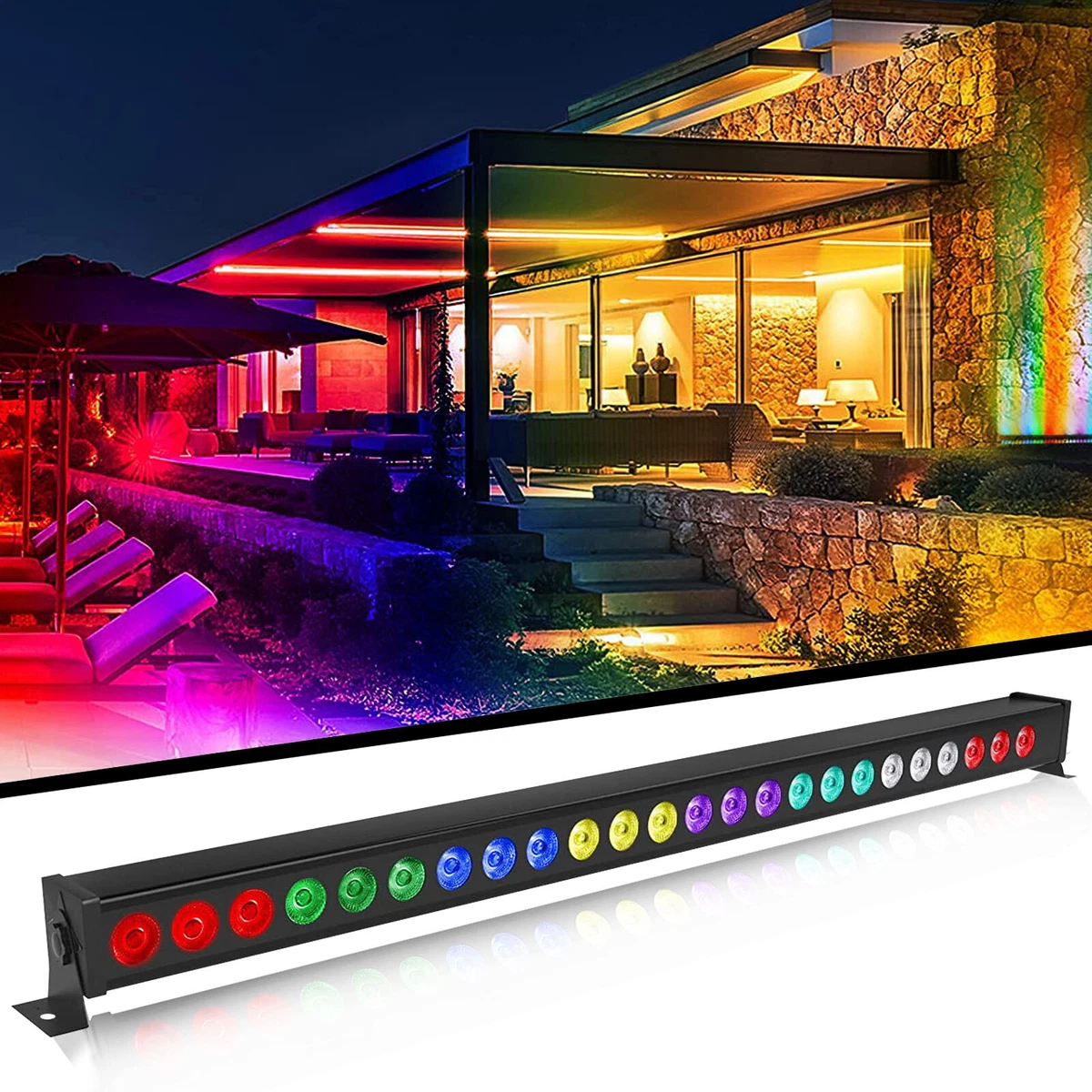 U`King 24 LED Wall Washer Light Bar RGB DMX Bühnenlicht DJ Weihnachten Strahler