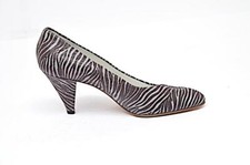 MAUD FRIZON Paris Vintage Espresso Gray Leather Zebra Pattern Pumps NWOB Sz 35.5