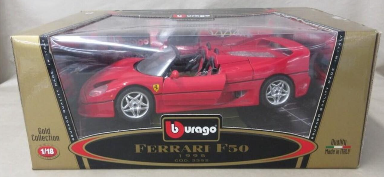 Ferrari F50 1995 1 18 Red MIB 3352 Burago Gold Collection Sports Car