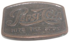 Pepsi Belt Buckle 1970s Cola Hits the Spot Soda Brass Size 3.50" x 2.50" Vintage
