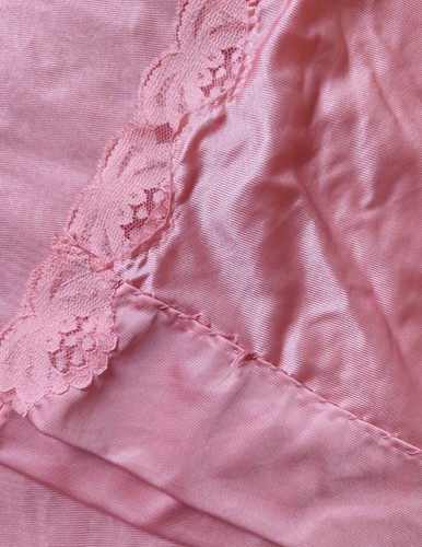 Vintage Long Nightgown Unlined Lace Side Slit Pink Handmade Medium?? Hemmed - Picture 8 of 9