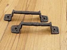 2 Cast Iron Rust Barn Handle Gate Pull Shed Door Handles Fancy Drawer Pulls