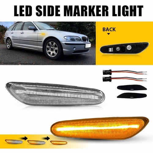 2x LED Sequential Side Marker Lights For BMW E46 E60 E61 E81 E82 E88 ...