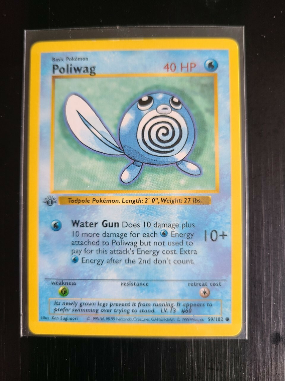 Poliwag 59/102 1st Edition Shadowless Base Set Pokemon Near Mint