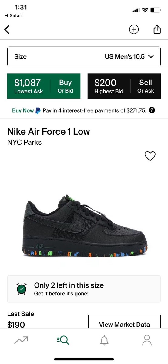 Size 10.5 - Nike Air Force 1 Low ALL FOR 1 - NYC Parks 2019