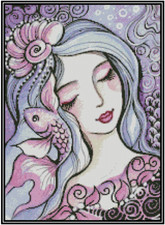 Fantasy Lady with Fish Counted Cross Stitch Chart - #24-171