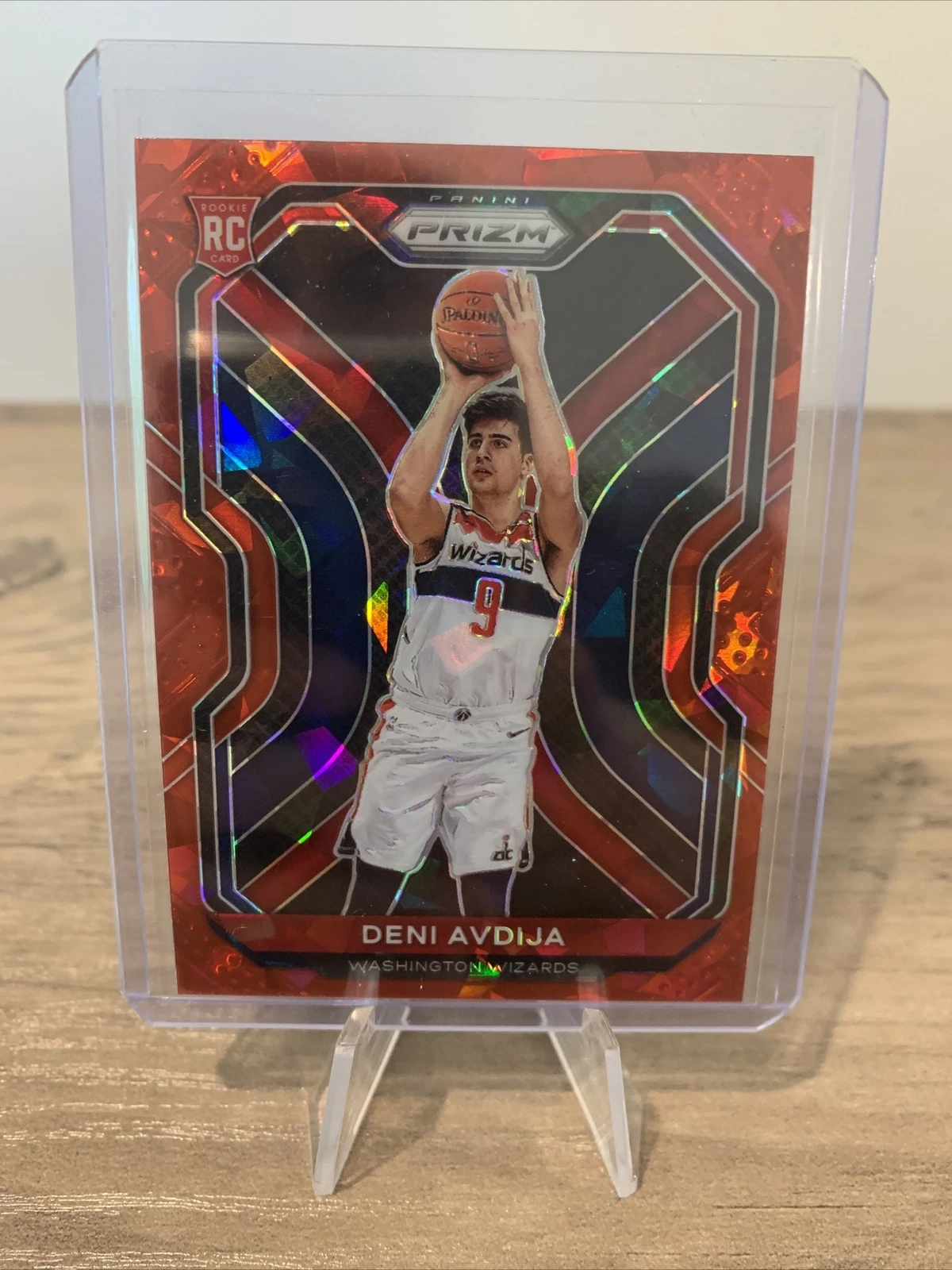 2020-21 Prizm Deni Avdija Red Cracked Ice Prizm Rookie Card RC #290 Wizards