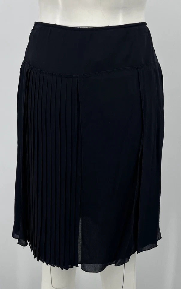 Falda Prada ALTRD Azul Marino Seda Plisada Adornada Línea A talla 44 Foto 3 de 4